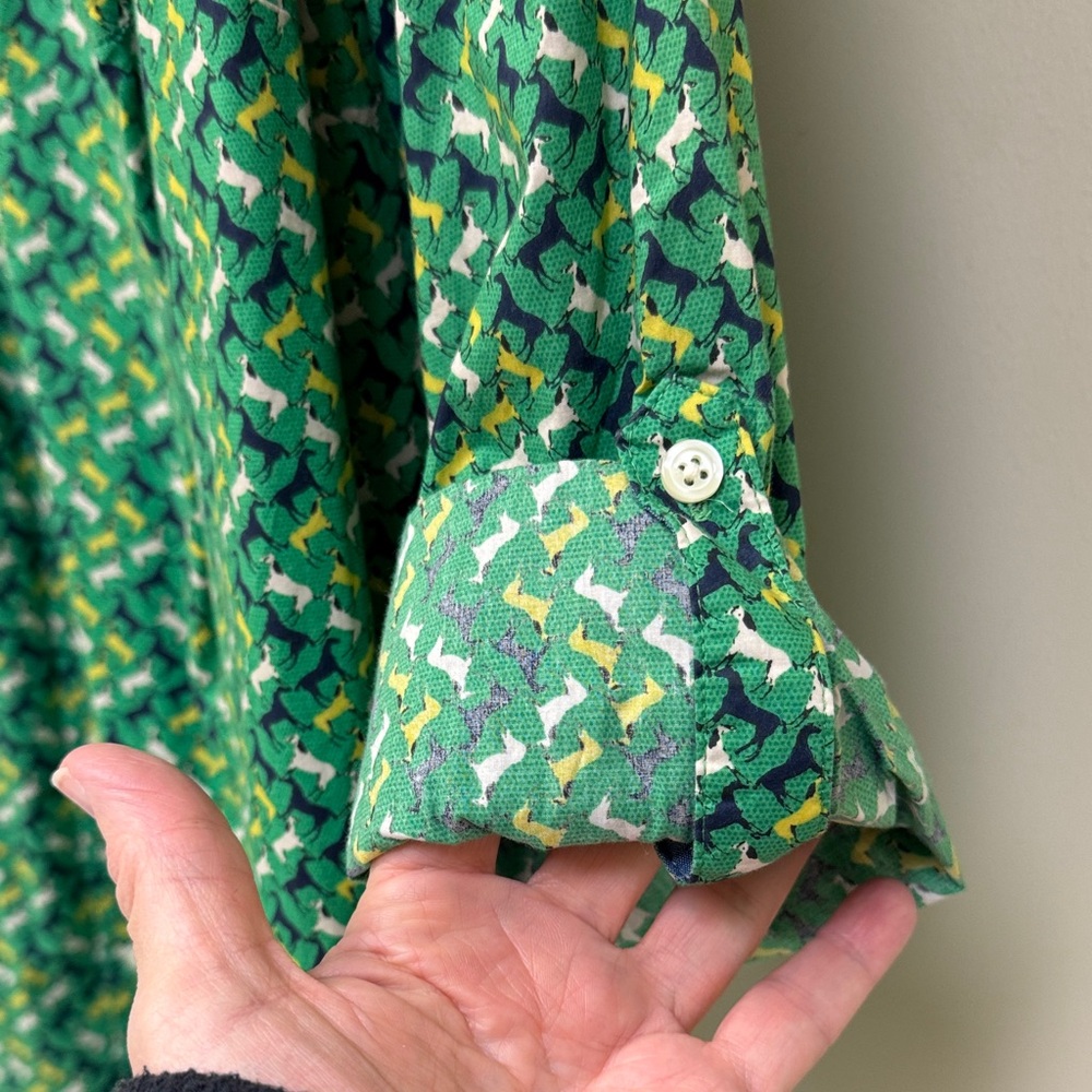 Talbots Green Patterned Button Down Shirt - image 2